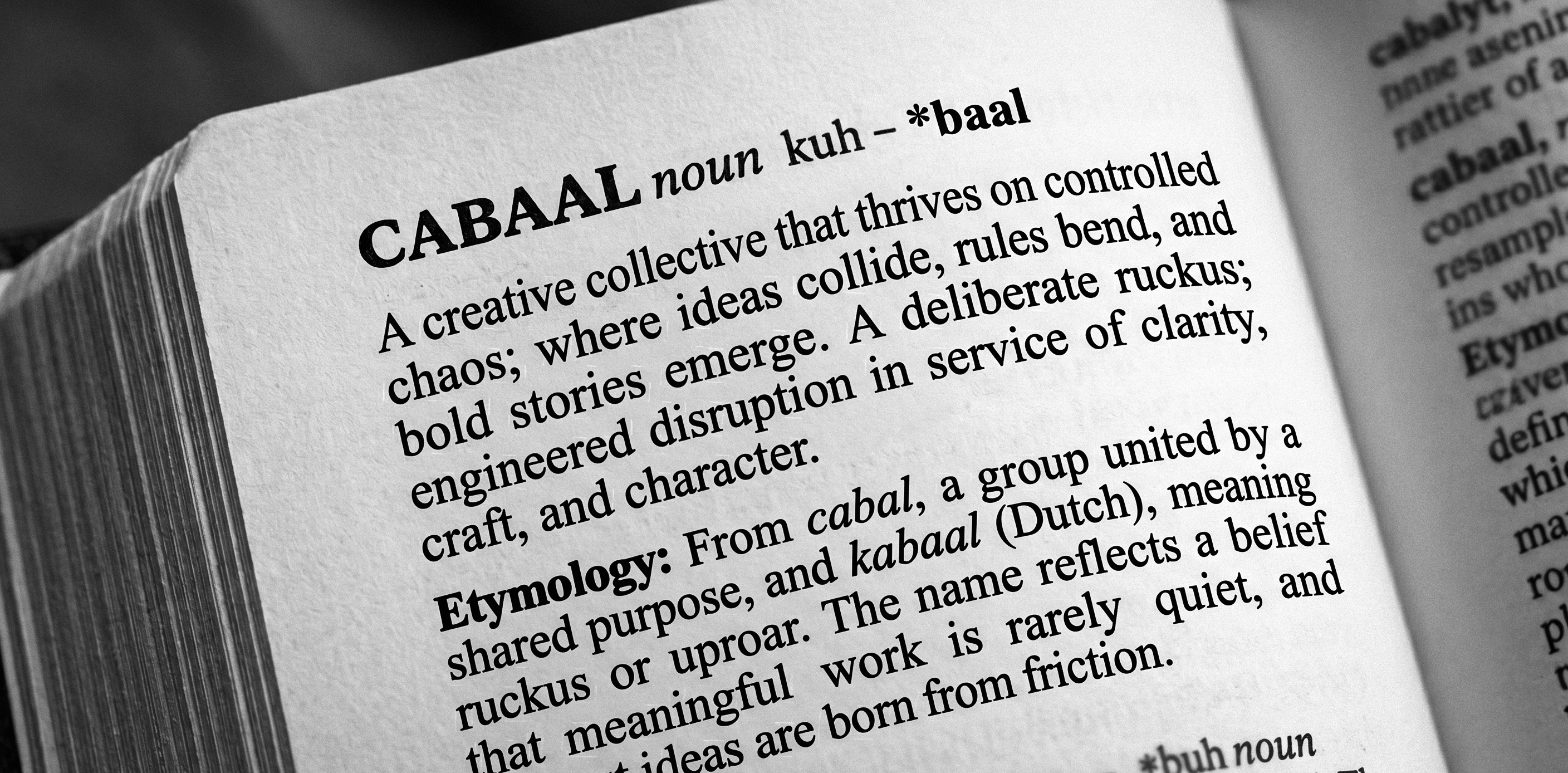 Cabaal dictionary definition on an open book
